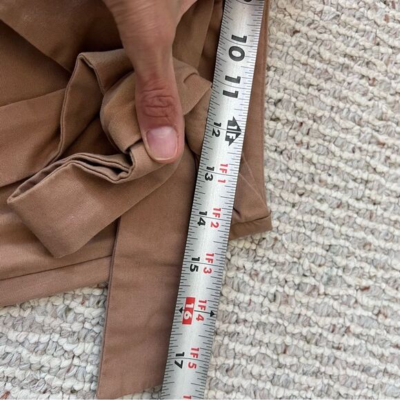 Banana Republic Khaki Organic Cotton Tie Waist Flared Wrap Pants - Picture 9 of 12